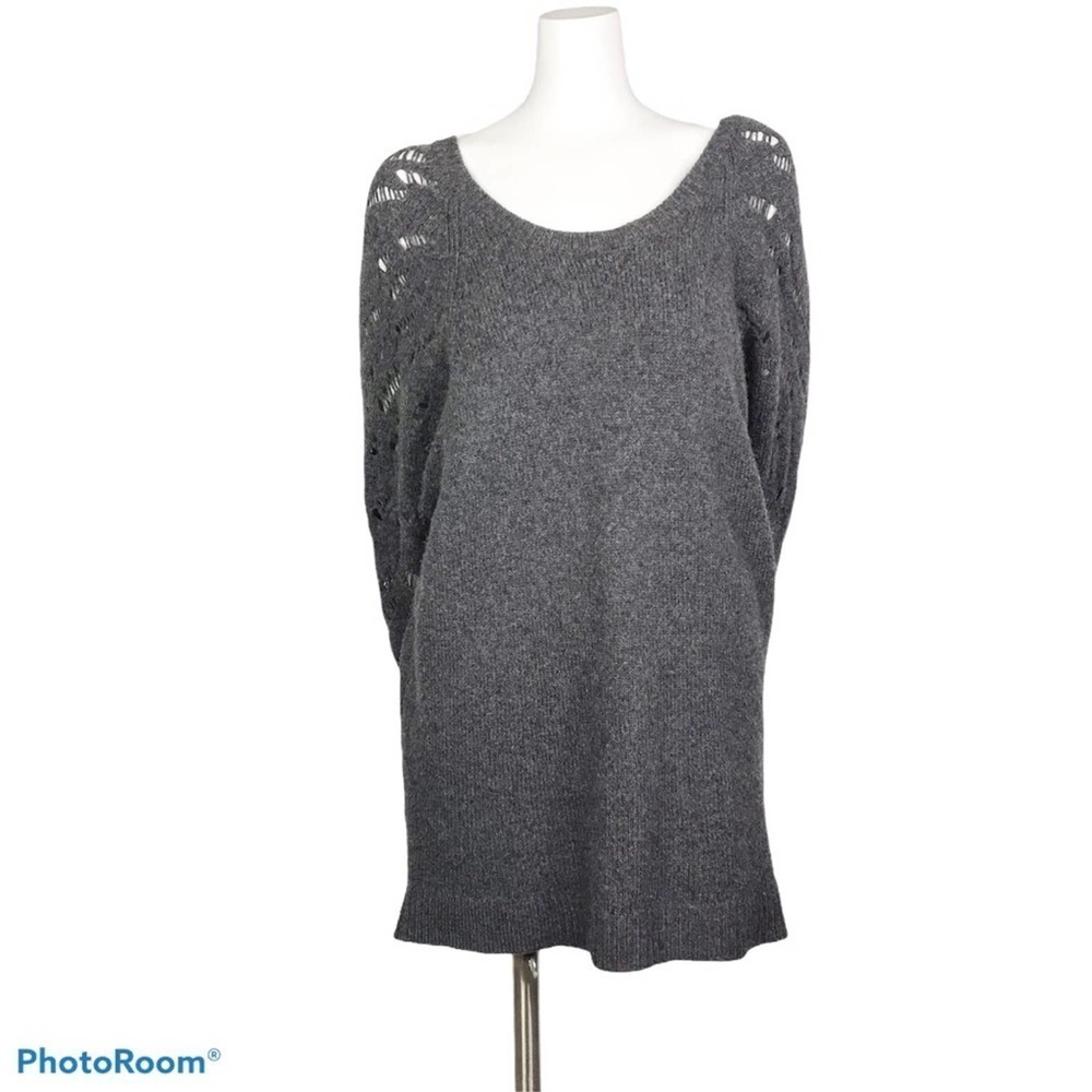 Vince gray open knit sleeve long sweater size